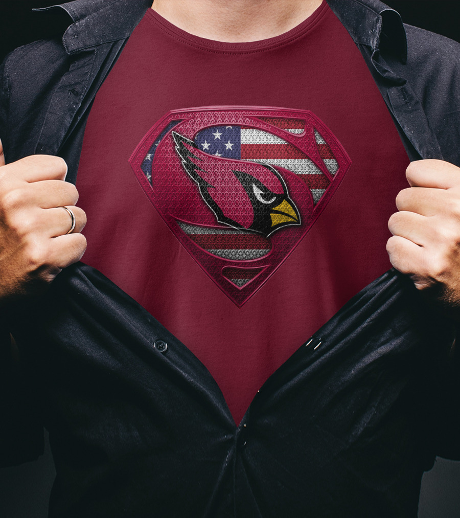Arizona Cardinals Superman American Flag T-Shirt