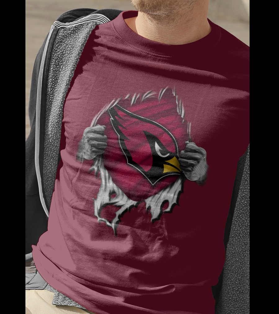 Torn Arizona Cardinals Emblem Revealed By Hands T-Shirt