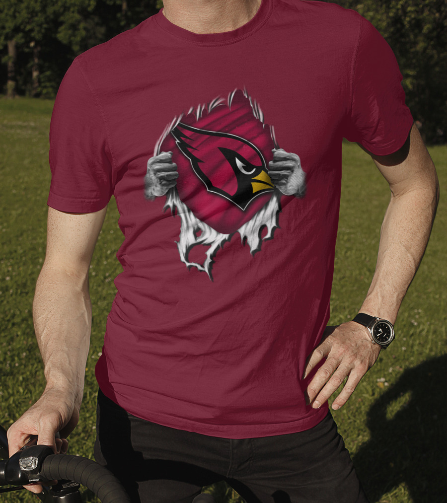 Torn Arizona Cardinals Emblem Revealed By Hands T-Shirt