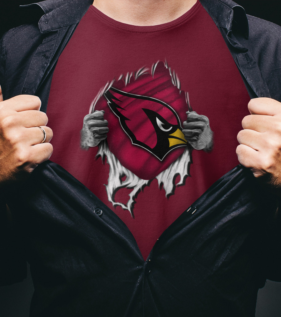 Torn Arizona Cardinals Emblem Revealed By Hands T-Shirt