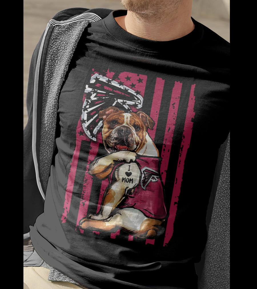 Bulldog Atlanta Falcons I Love Mom Flag T-Shirt
