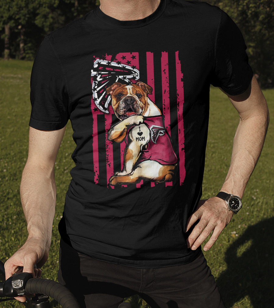 Bulldog Atlanta Falcons I Love Mom Flag T-Shirt