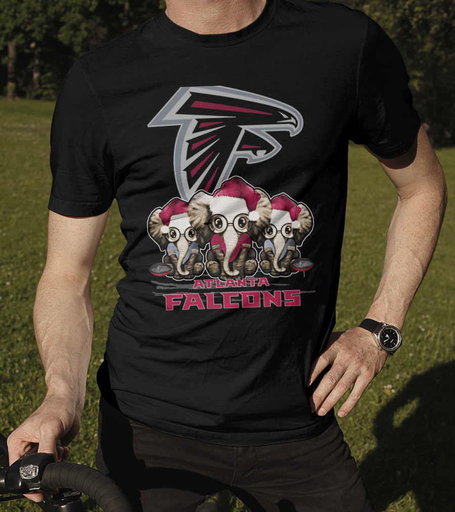 Atlanta Falcons Santa Hat Elephants Christmas T-Shirt
