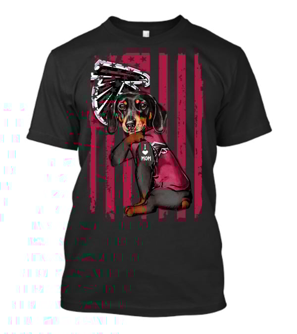 Dachshund I Love Mom Atlanta Falcons Fan Background T-Shirt
