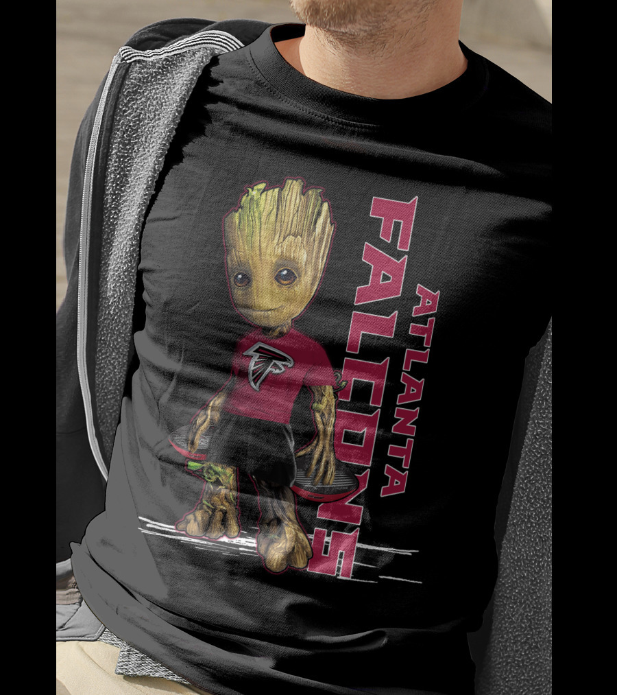 Groot Wearing Atlanta Falcons Logo Shirt Football Fan T-Shirt