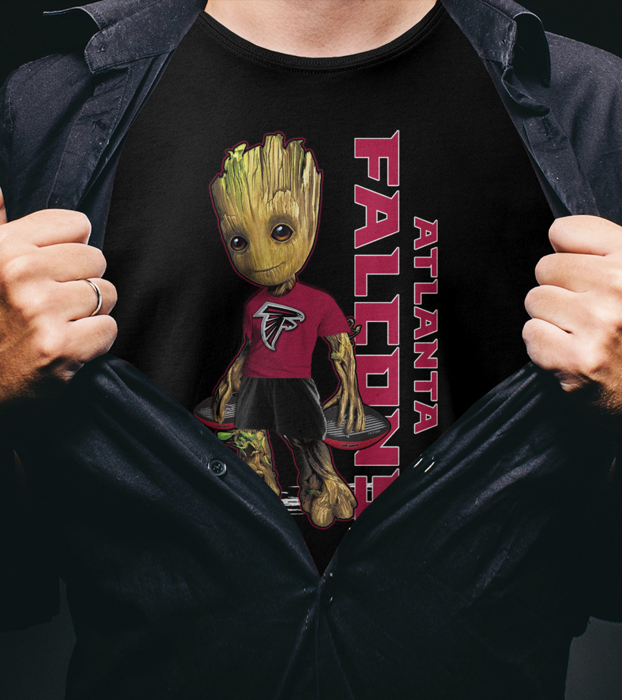 Groot Wearing Atlanta Falcons Logo Shirt Football Fan T-Shirt