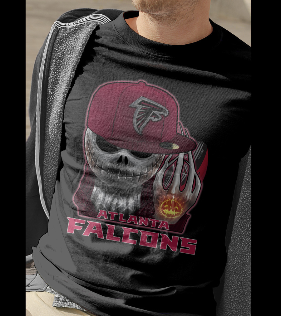Jackskull Atlanta Falcons Halloween Football Skull T-Shirt