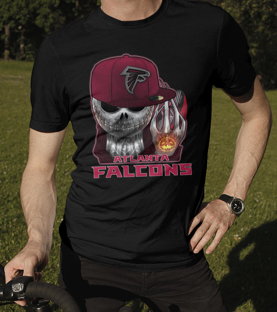 Jackskull Atlanta Falcons Halloween Football Skull T-Shirt