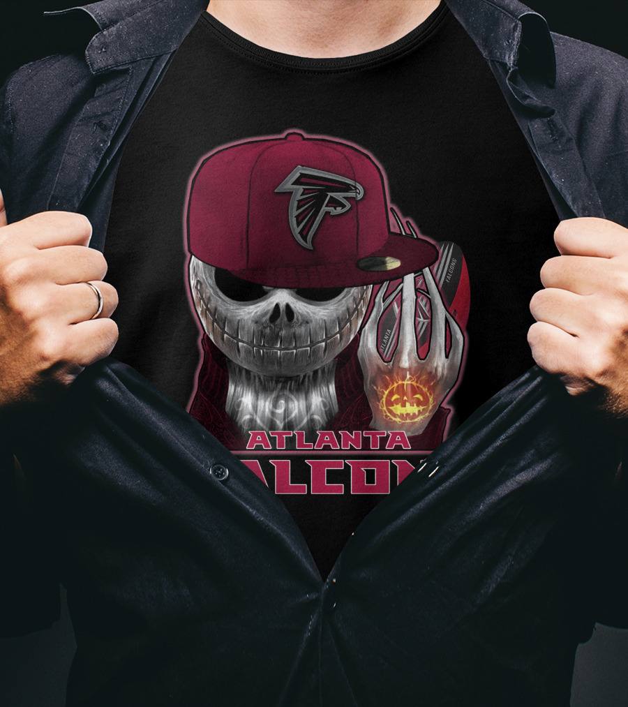 Jackskull Atlanta Falcons Halloween Football Skull T-Shirt