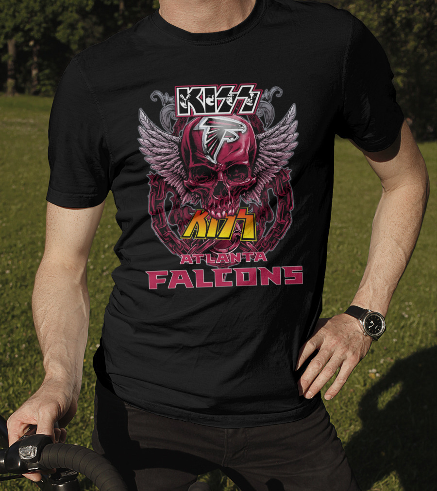 Kiss Atlanta Falcons Skull Wings Chain T-Shirt