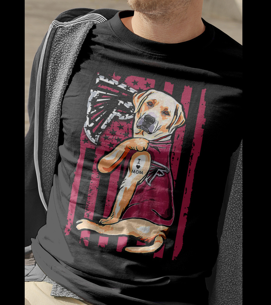 Labrador Retriever I Love Mom Atlanta Falcons Fan Decor T-Shirt