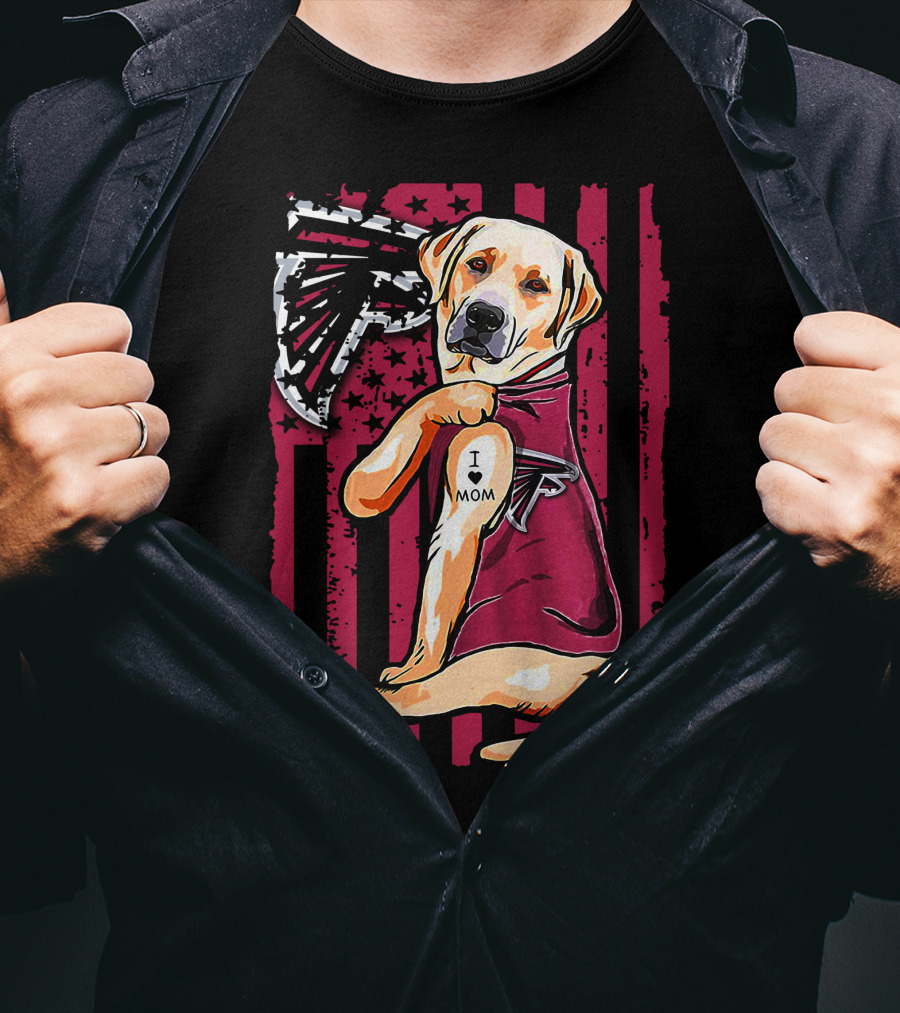 Labrador Retriever I Love Mom Atlanta Falcons Fan Decor T-Shirt