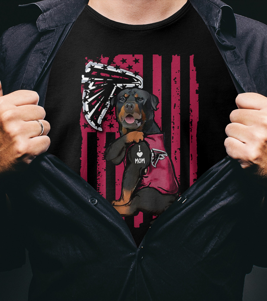 Atlanta Falcons Rottweiler I Love Mom T-Shirt