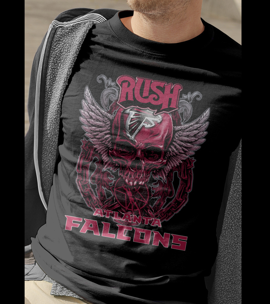 Rush Atlanta Falcons Skull Wings Emblem T-Shirt