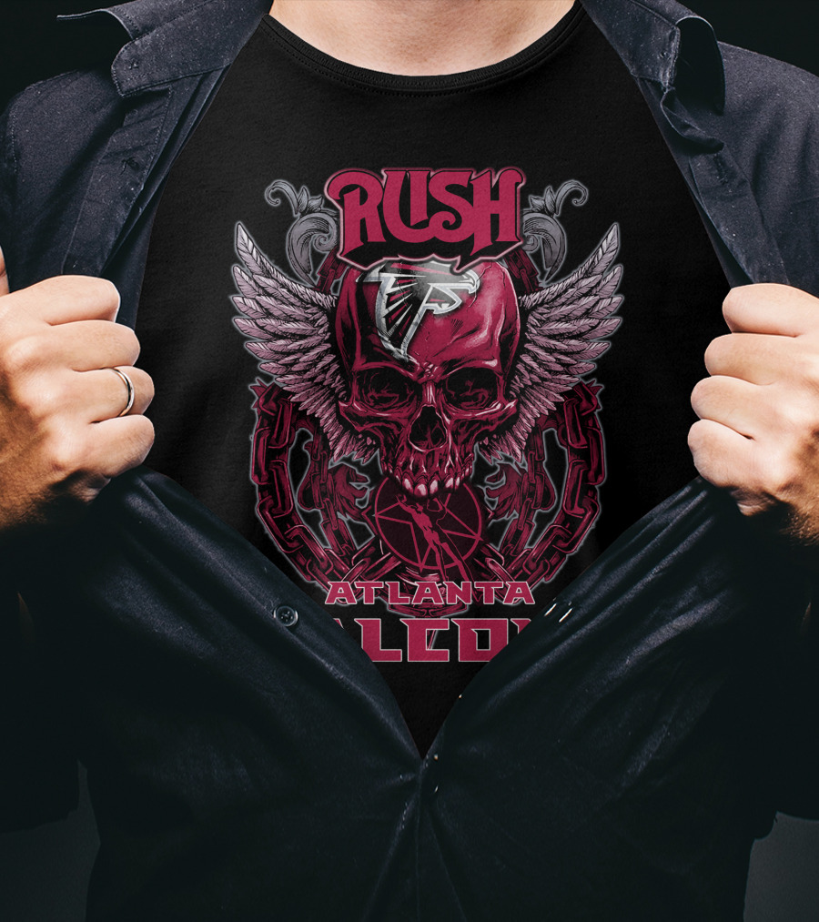 Rush Atlanta Falcons Skull Wings Emblem T-Shirt