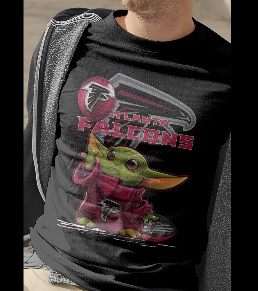 Atlanta Falcons Baby Yoda Holding Balloon T-Shirt