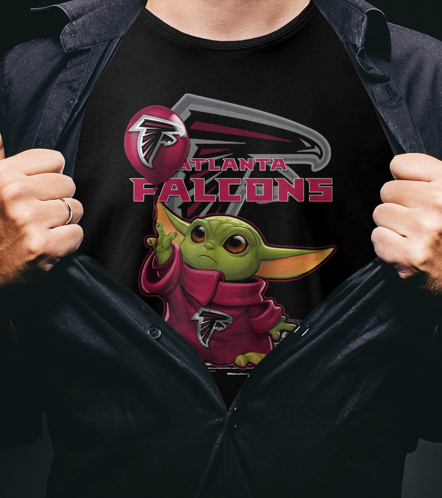 Atlanta Falcons Baby Yoda Holding Balloon T-Shirt