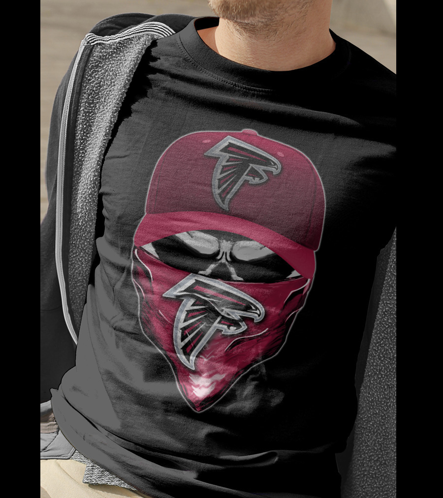 Skull Atlanta Falcons Logo Cap And Bandana T-Shirt