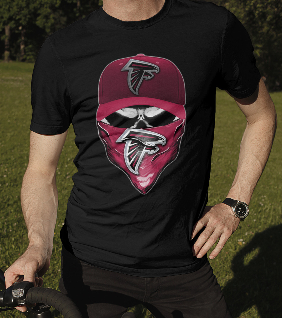 Skull Atlanta Falcons Logo Cap And Bandana T-Shirt