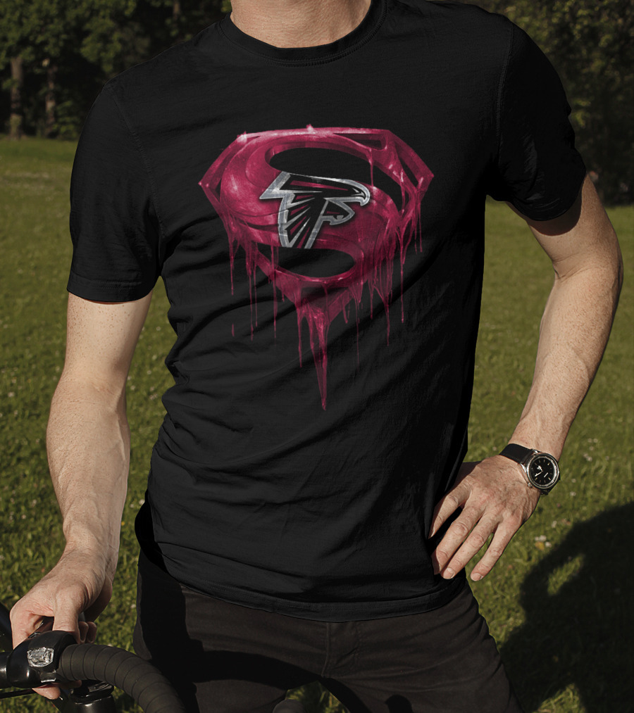 Atlanta Falcons Logo With Dripping Red Superman Shield T-Shirt