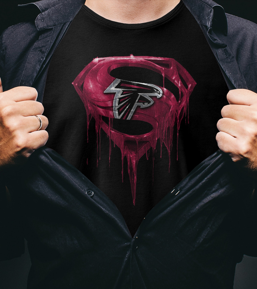Atlanta Falcons Logo With Dripping Red Superman Shield T-Shirt