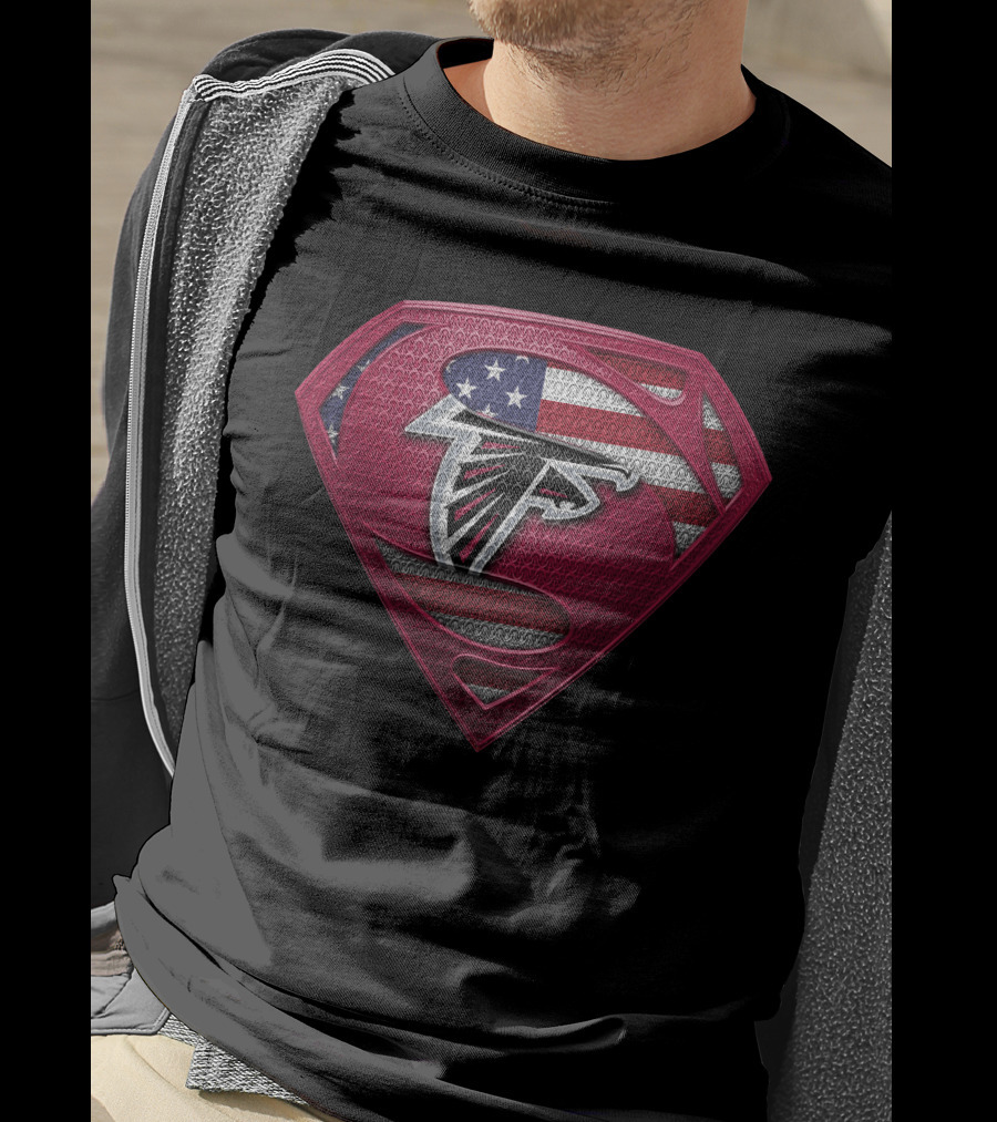 Atlanta Falcons Superman Logo American Flag T-Shirt