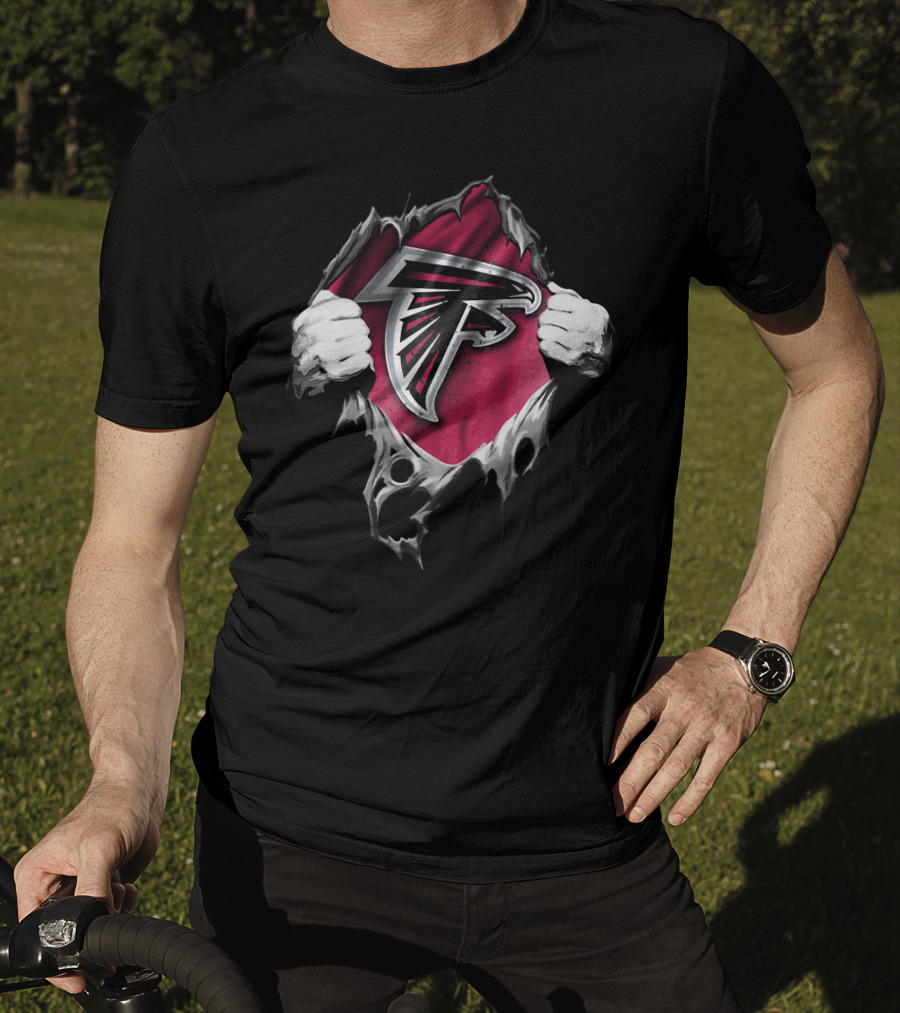 Torn Ripped Atlanta Falcons Emblem NFL T-Shirt