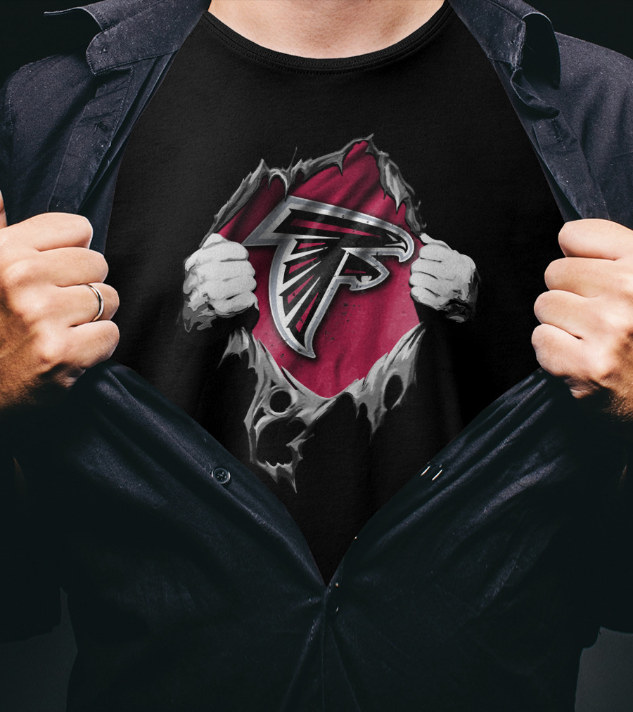 Torn Ripped Atlanta Falcons Emblem NFL T-Shirt