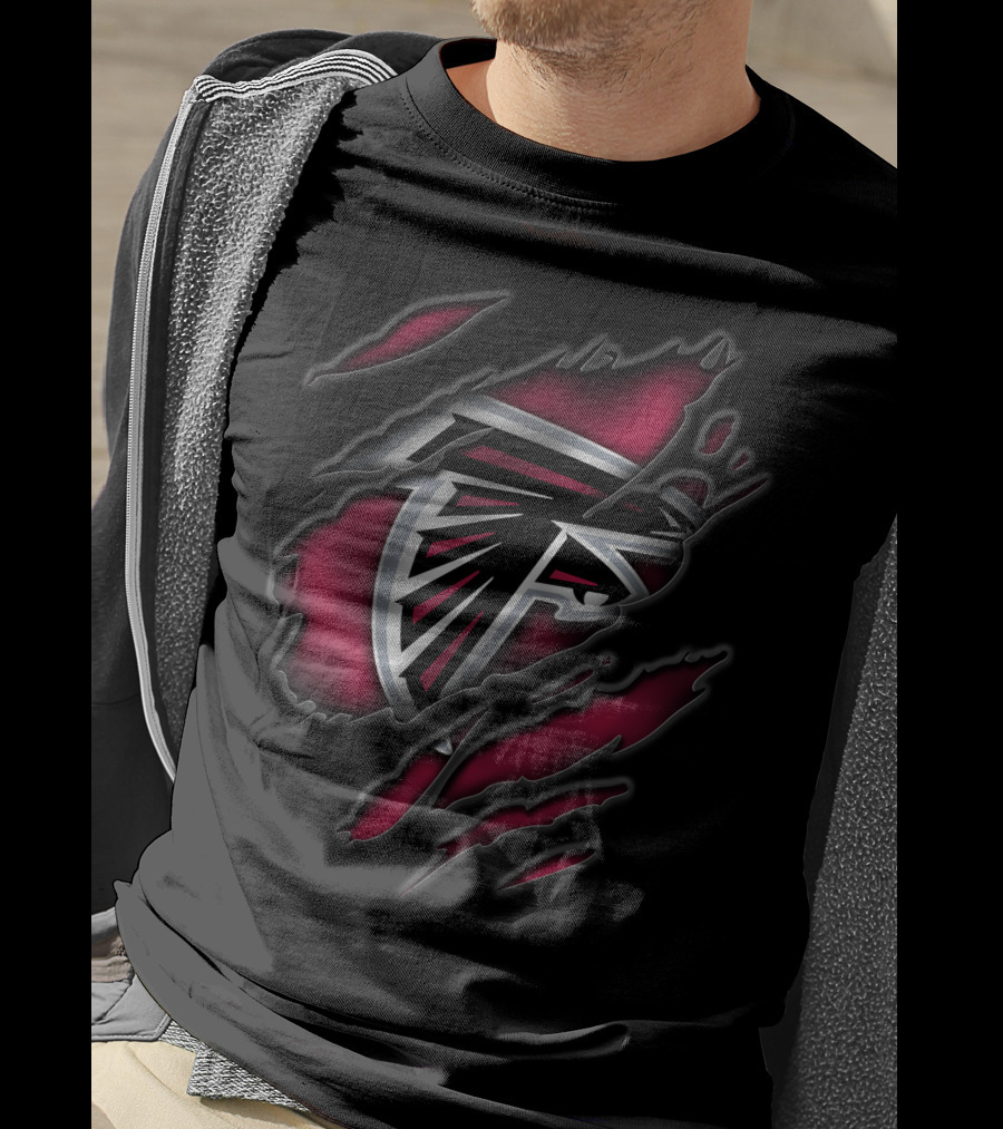 Atlanta Falcons Torn Emblem Claw Marks Nfl Team T-Shirt