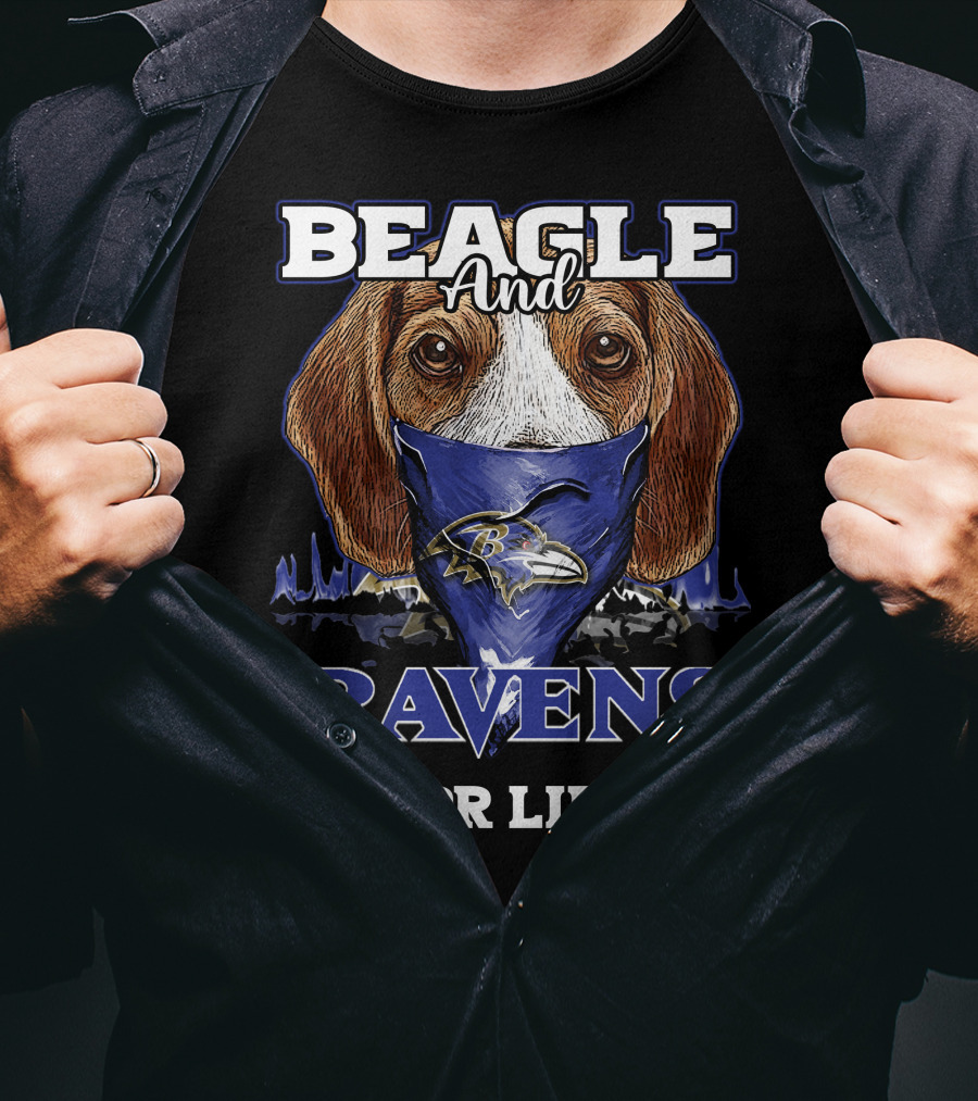 Beagle And Ravens For Life Baltimore Ravens T-Shirt