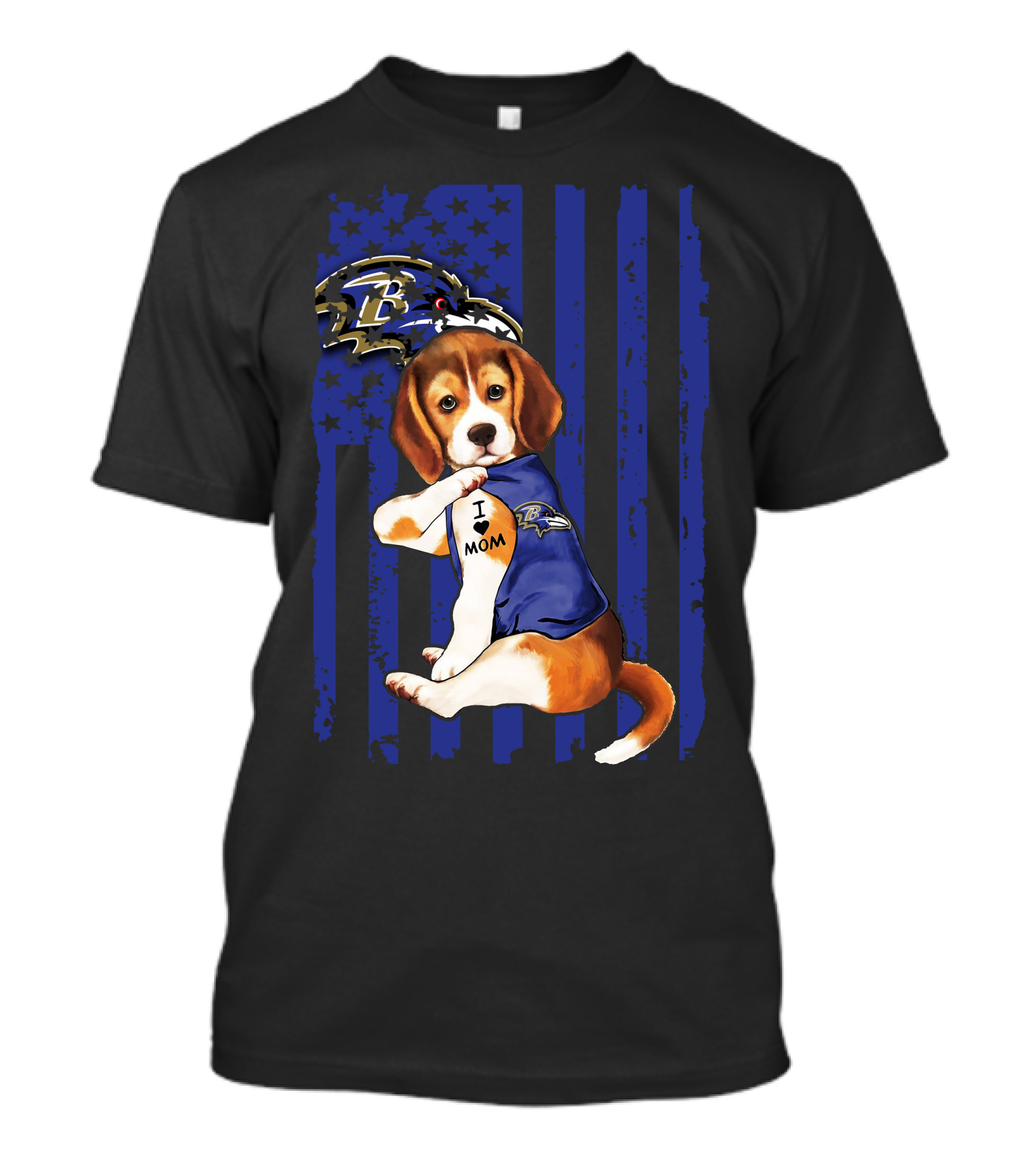 Beagle I Love Mom Baltimore Ravens T-Shirt
