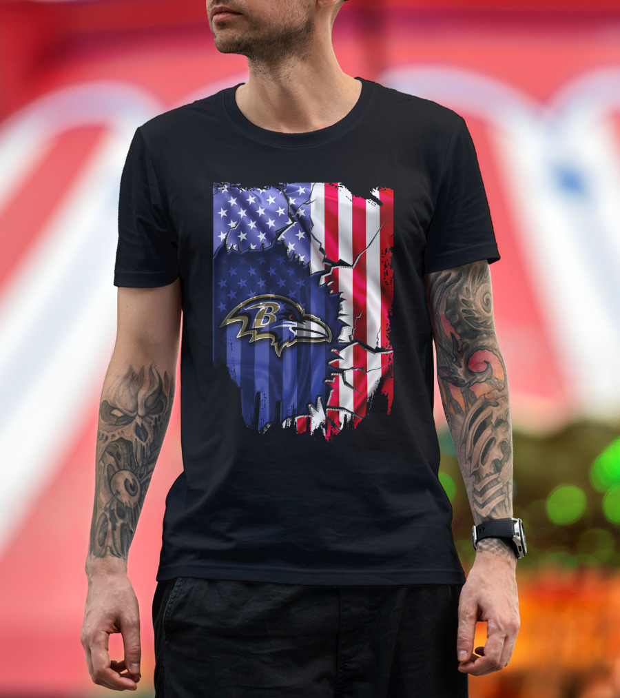 Flag Baltimore Ravens American Flag Stars and Stripes Ravens T-Shirt