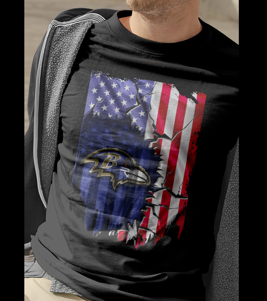 Flag Baltimore Ravens American Flag Stars And Stripes Ravens T-Shirt