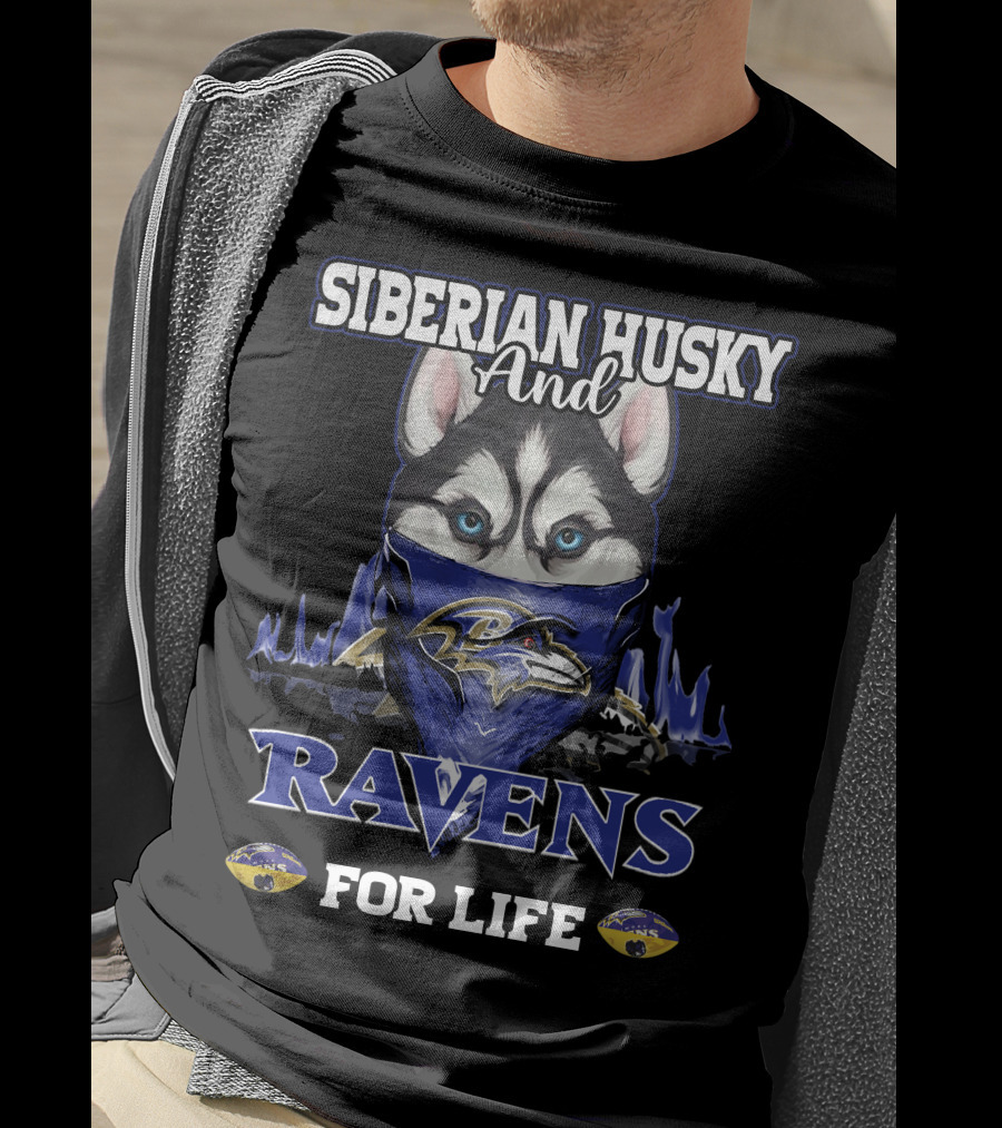 Siberian Husky And Ravens For Life T-Shirt