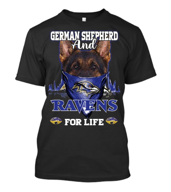 German Shepherd And Ravens For Life T-Shirt