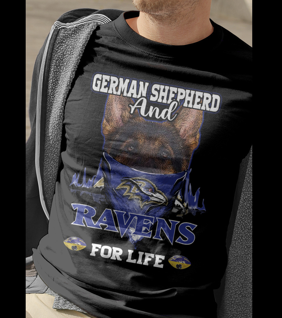 German Shepherd And Ravens For Life T-Shirt