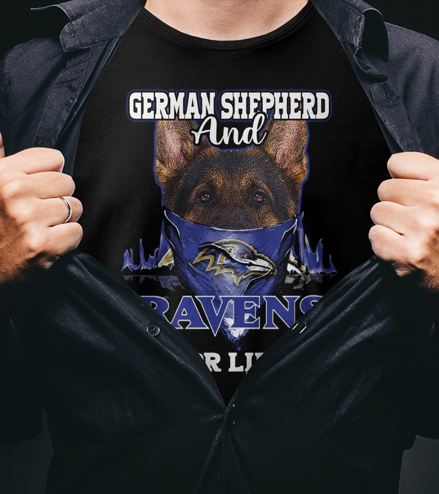 German Shepherd And Ravens For Life T-Shirt