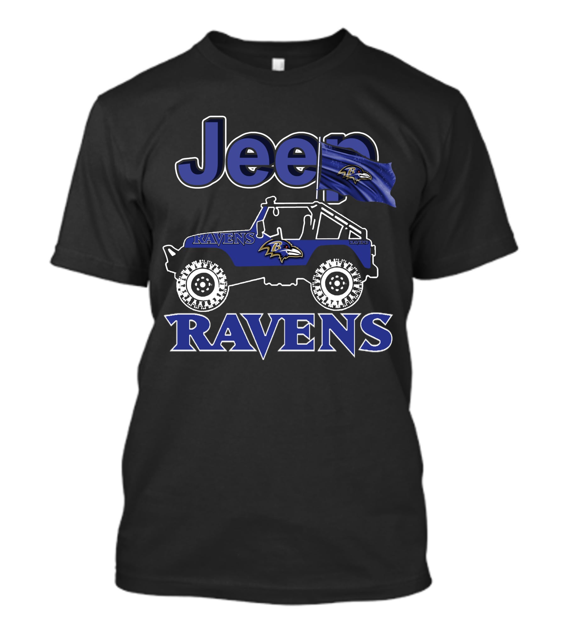 Jeep Ravens Baltimore Ravens Flag Logo 4x4 Vehicle T-Shirt