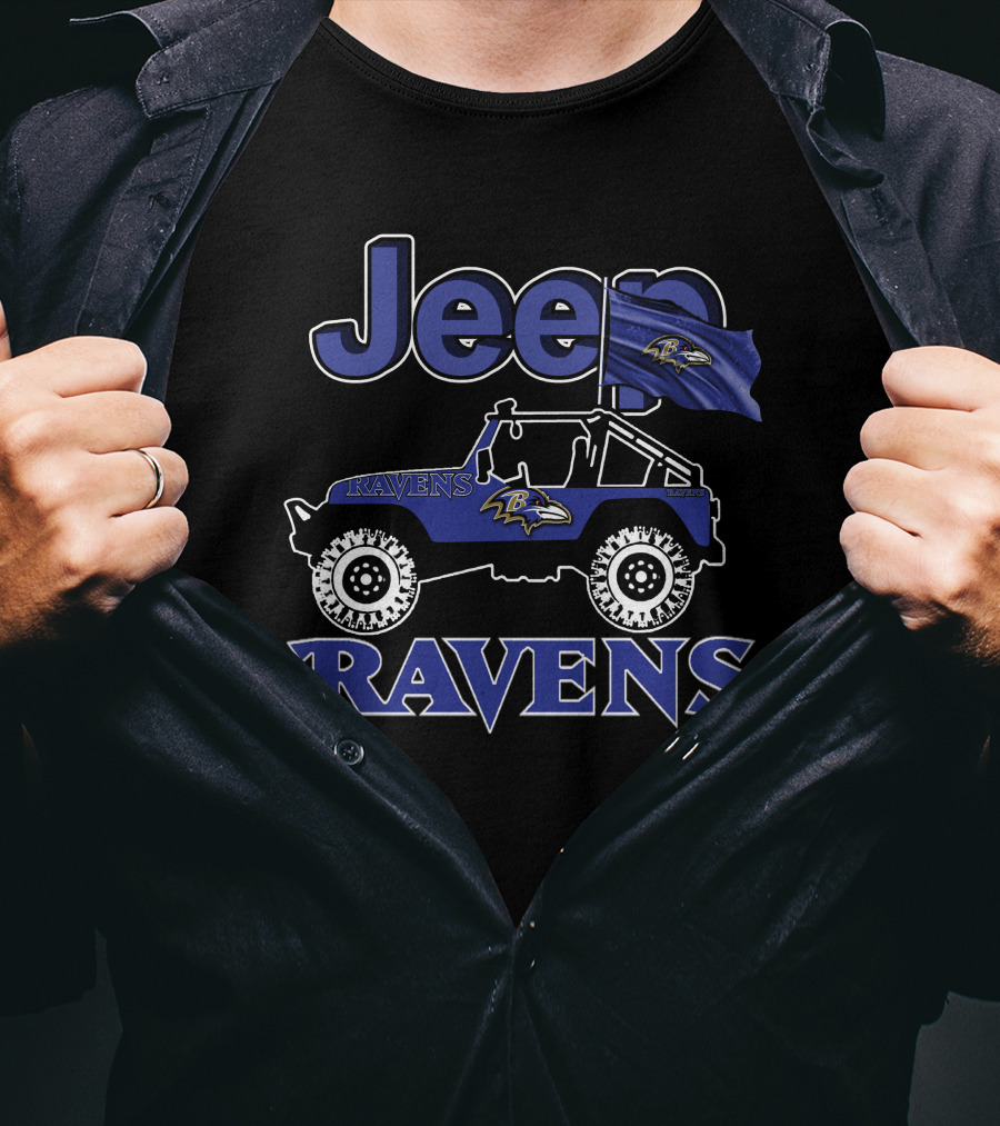 Jeep Ravens Baltimore Ravens Flag Logo 4x4 Vehicle T-Shirt