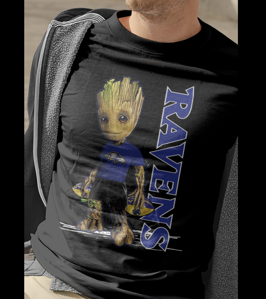 Groot Ravens Baltimore Football Fan T-Shirt