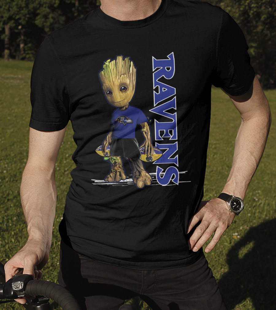 Groot Ravens Baltimore Football Fan T-Shirt