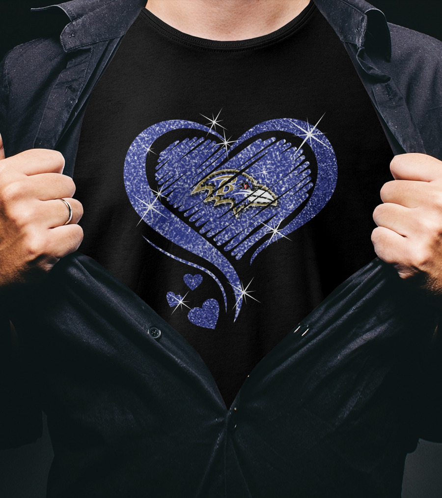 Heart Diamond Baltimore Ravens Sparkle T-Shirt