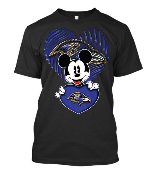 Mick Mouse Heart Baltimore Ravens Fan Spirit T-Shirt