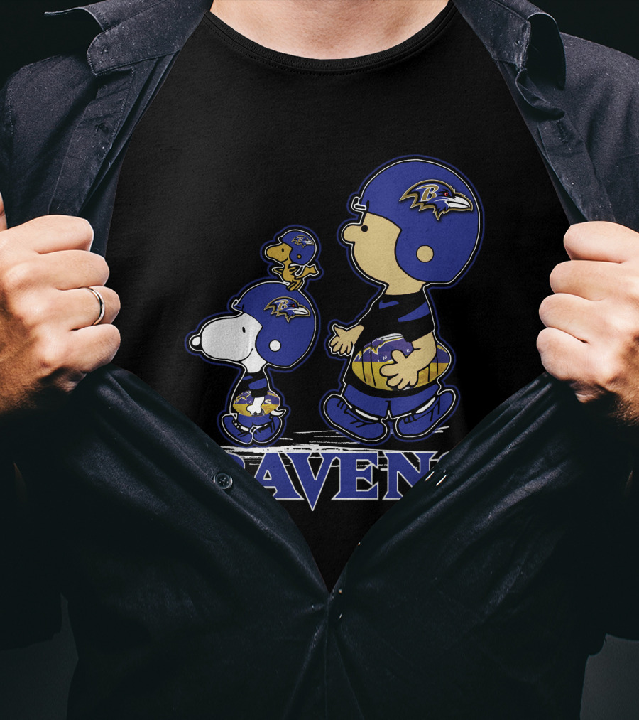 Snoopy Woodstock Baltimore Ravens Football Peanuts T-Shirt