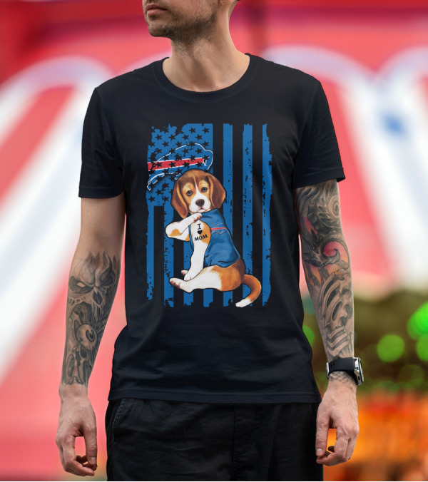 Premium T-Shirt: Beagle I Love Mom Buffalo Bills America Flag T-Shirt Beagle I Love Mom Buffalo Bills America Flag T-Shirt