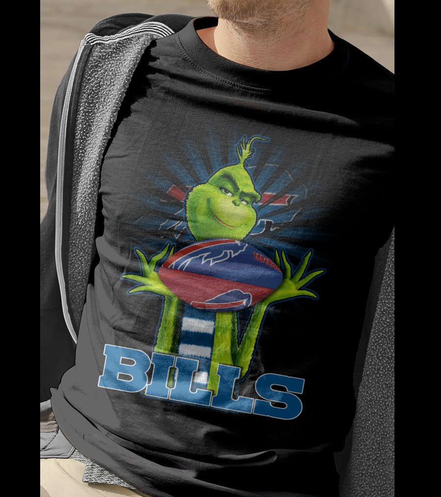 Grinch Holding Buffalo Bills Football T-Shirt