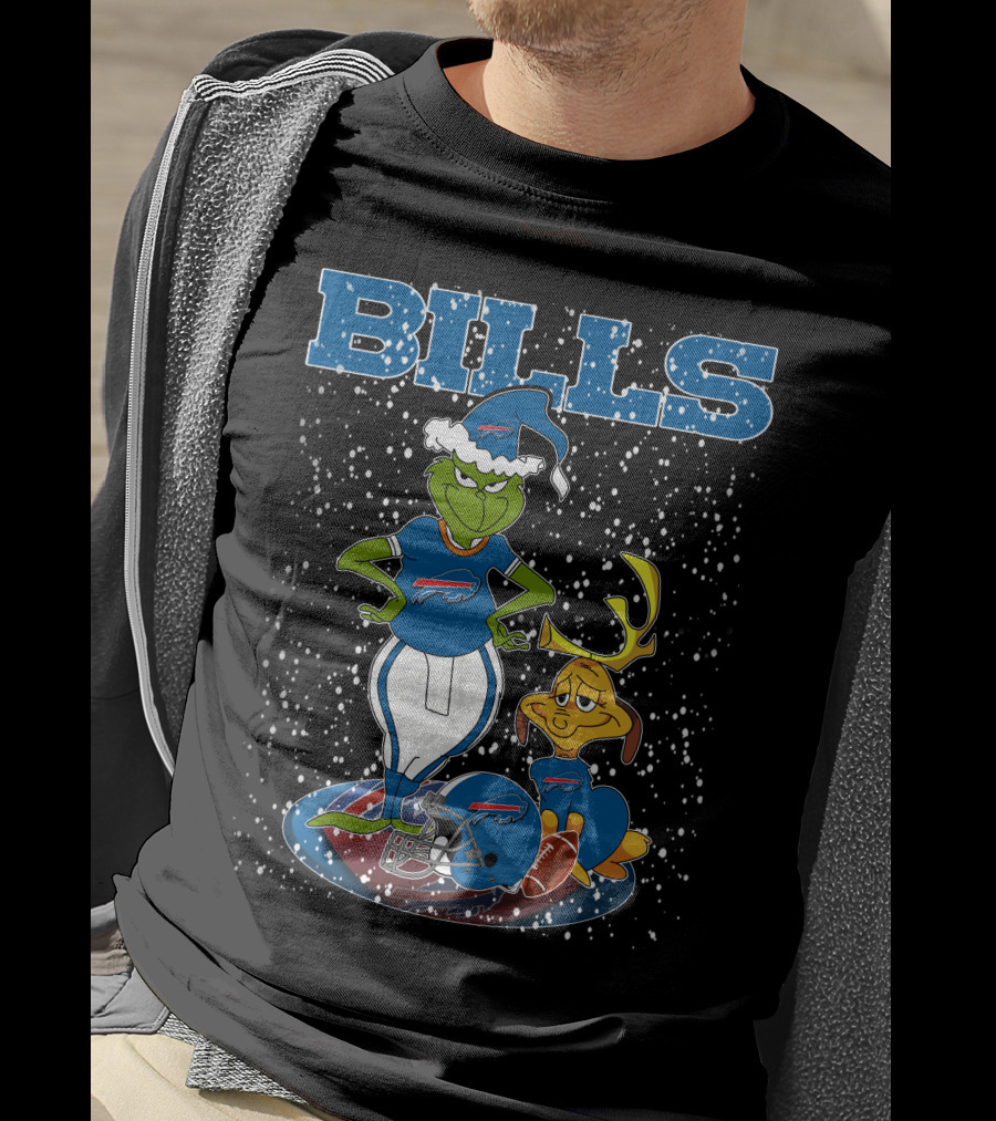 Grinchxmas Buffalo Bills Snowy Grinch And Max Football T-Shirt