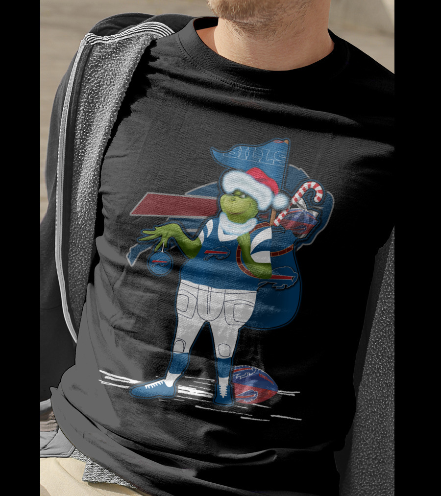 Grinchxmas Buffalo Bills Santa Hat NFL Football Holiday T-Shirt
