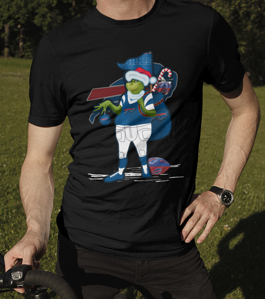 Grinchxmas Buffalo Bills Santa Hat NFL Football Holiday T-Shirt