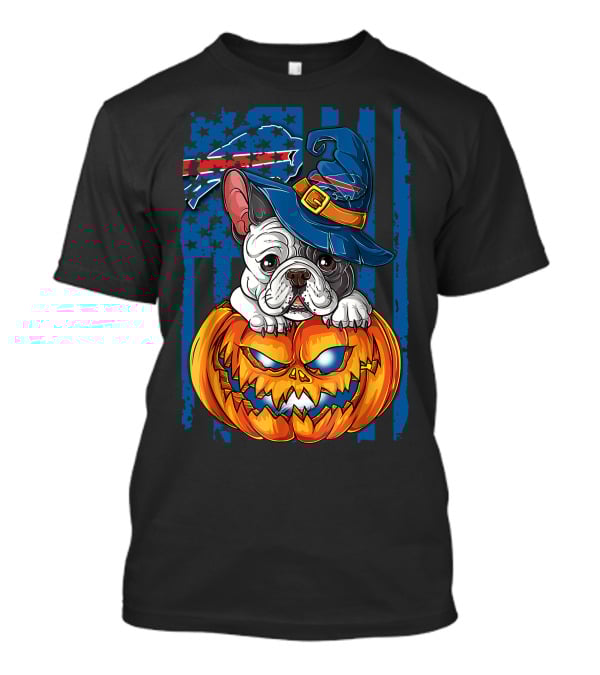 Hlw Bulldog Buffalo Bills Halloween Wizard Pumpkin T-Shirt